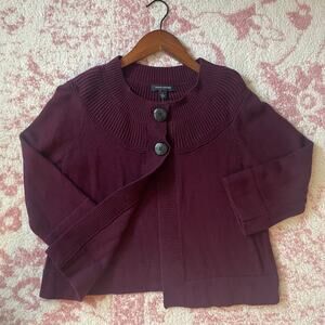 Academia Plum Big Button Open Cardigan